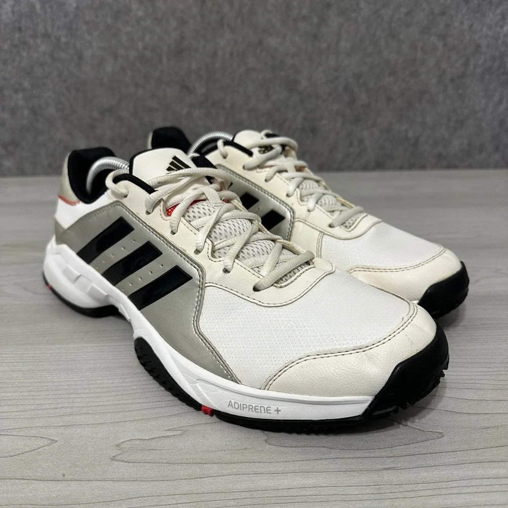 Adidas Barricade Court Mens 11 White Silver Tennis Shoes Adiprene Sneaker